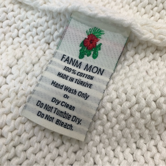 Fanm Mon Hand Knit embroidered blue rose cardigan cotton handcrafted XS/S NEW - Picture 14 of 15